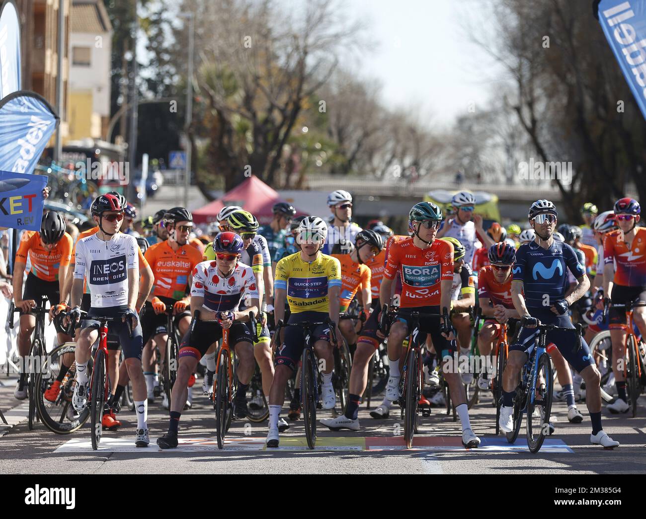 Belgian Remco Evenepoel of Quick-Step Alpha Vinyl at the start of stage two of the 'Volta a la Comunitat Valenciana' Tour of Valencia cycling race in Spain, on Thursday 03 February 2022 from Betera to Torrent (172,1km). The Tour is taking place from February 2nd to the 6th. BELGA PHOTO JUAN CARLOS CARDENAS  Stock Photo