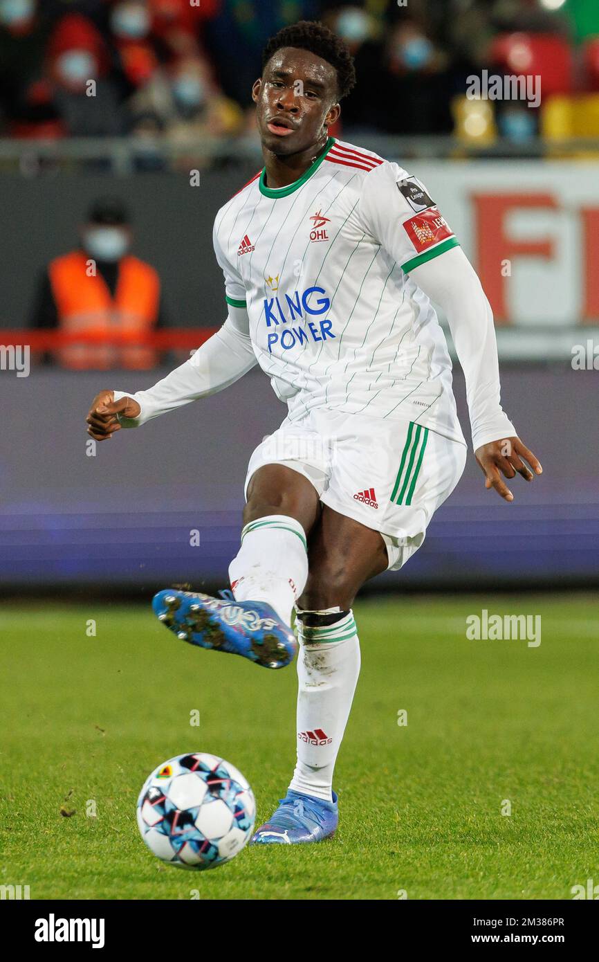 OHL's Manderla Lamine Keita pictured in action during a soccer match  between KV Oostend and Oud-Heverlee Leuven, Saturday 05 February 2022 in  Oostende, on day 26 of the 2021-2022 'Jupiler Pro League'