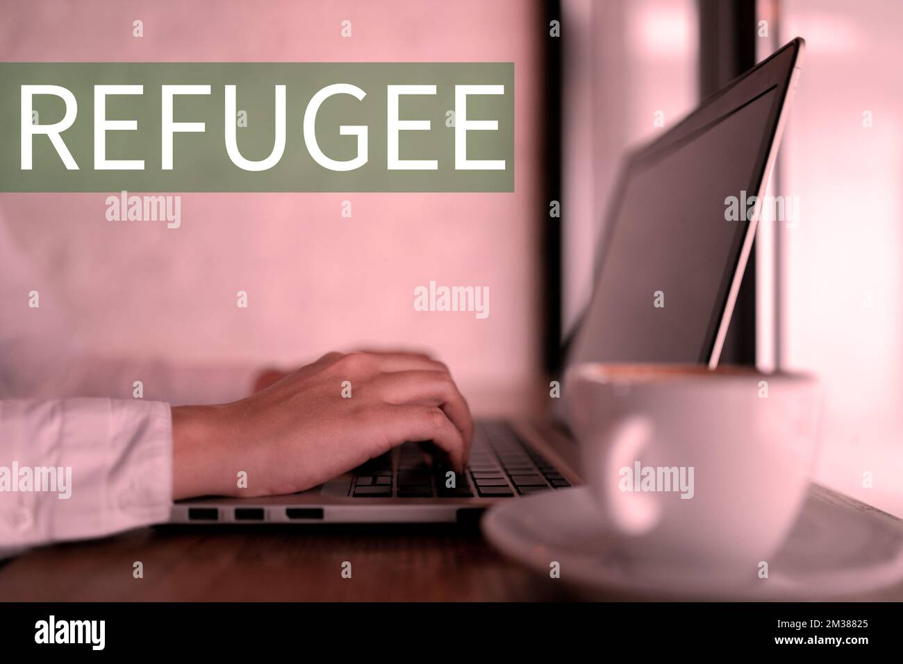 Hand writing sign Refugee. Concept meaning refer to movements of large