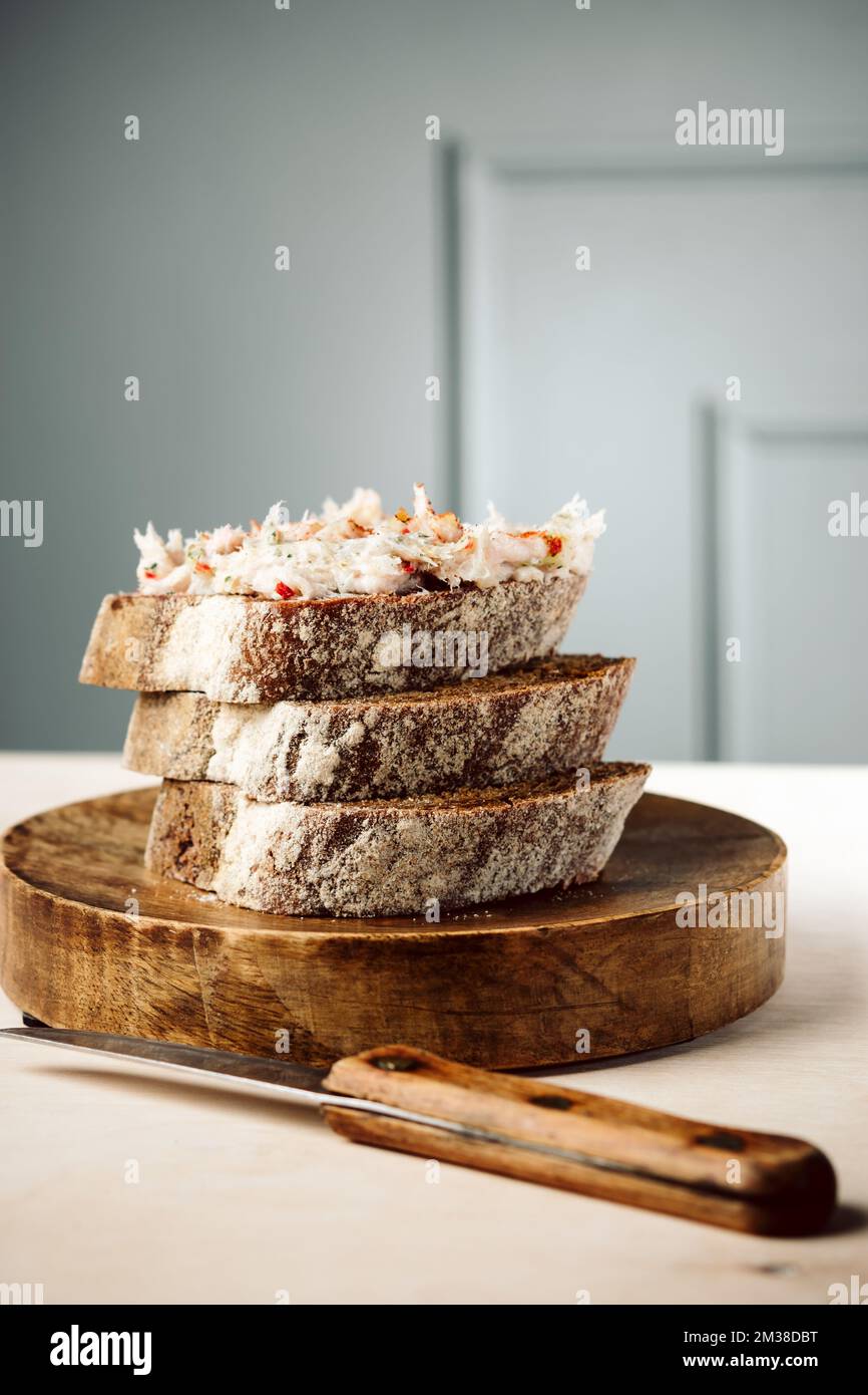 Rye bread with lard, garlic and pepper. Ukrainian cuisine appetizer