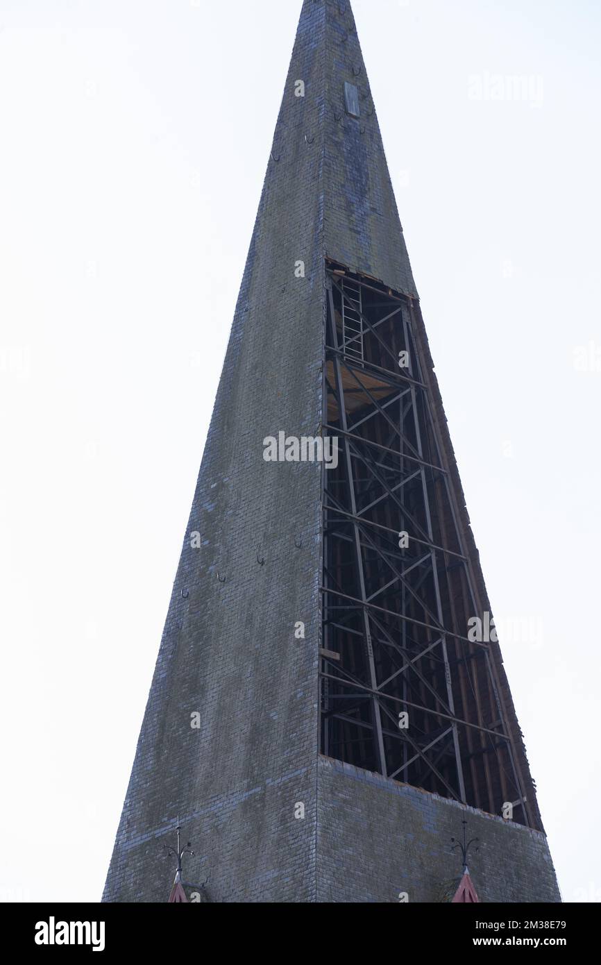 Illustration picture shows roof of the church during the aftermath of ...