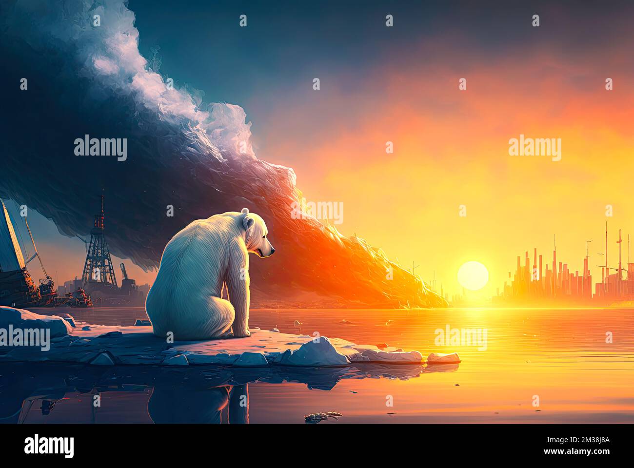 Sad polar bear melting ice hi-res stock photography and images - Alamy