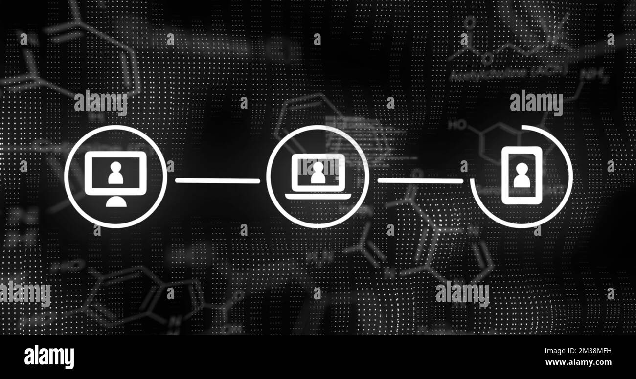 Image of qr code and network of connections over black background. Social media and