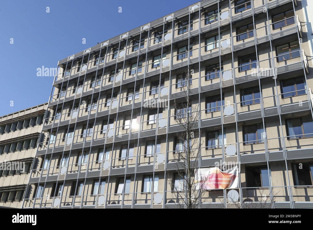 Illustration picture shows a center for the registration and shelter of Ukrainian refugees, at the former Jules Bordet hospital in Anderlecht, Brussels Friday 04 March 2022. The center is opened to welcome Ukrainians fleeing their country after the Russian invasion. BELGA PHOTO NICOLAS MAETERLINCK Stock Photo