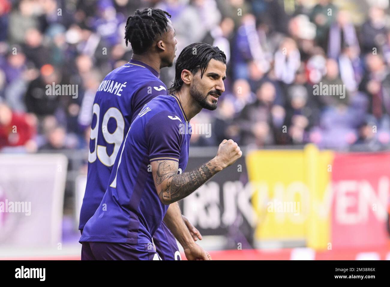 ANDERLECHT, BELGIUM - APRIL 11: 2-1 RSC Anderlecht, goal by Albert Sambi  Lokonga of RSC Anderlecht during the Jupiler Pro League match between RSC  And Stock Photo - Alamy