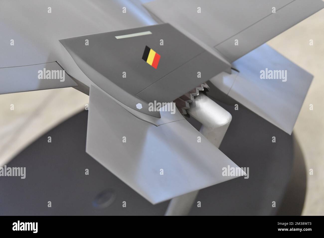 detail-shows-the-tailplane-on-a-scale-model-of-the-f-35-pictured-during