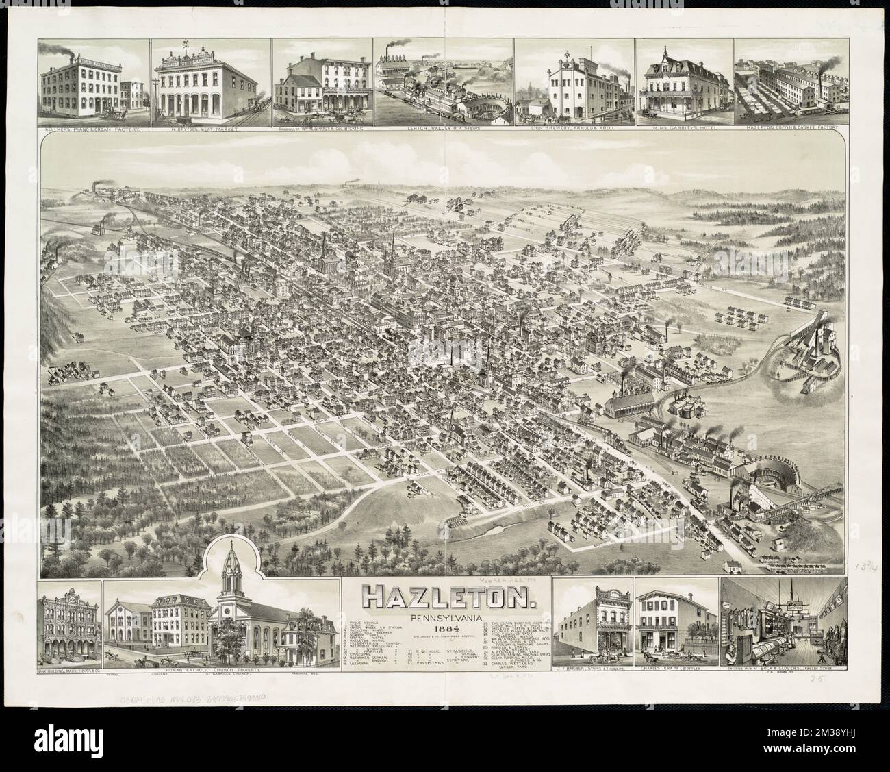 Hazleton : Pennsylvania , Hazleton Pa., Aerial views Norman B. Leventhal Map Center Collection Stock Photo