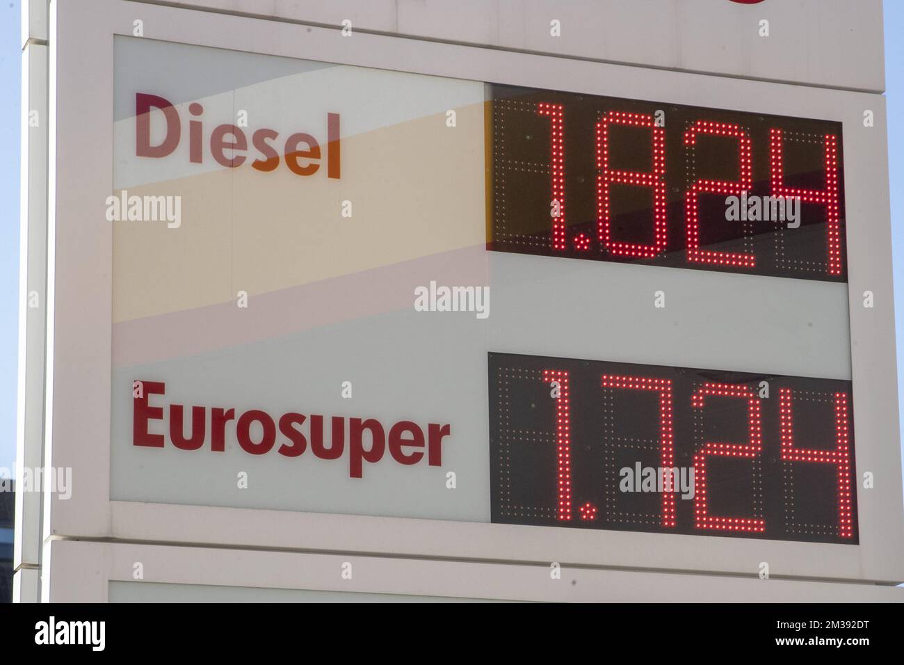 Illustration picture shows the prices for Diesel, Euro 95 and Euro 98
