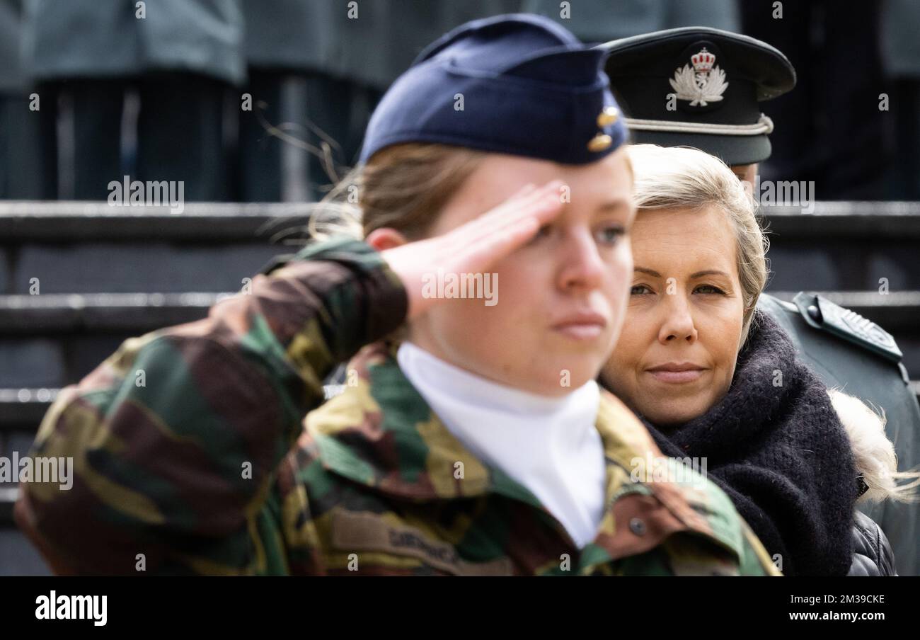 Defence minister Ludivine Dedonder pictured during a ceremony to ...