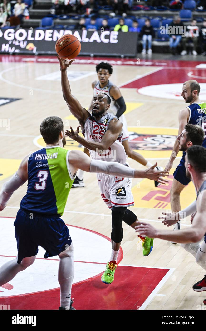 Antwerp's Markel Brown pictured in action during a basketball match between Antwerp Giants