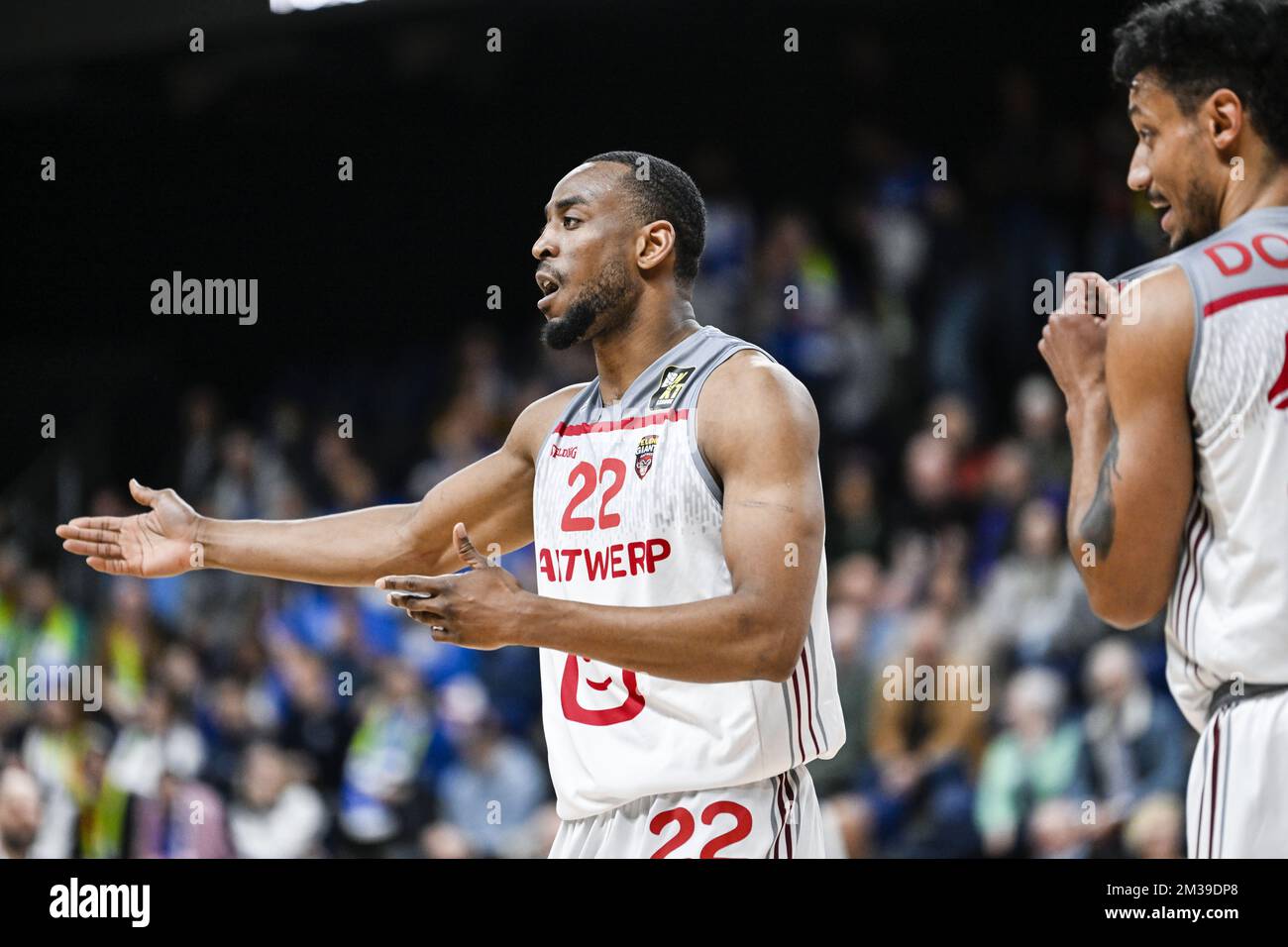 Antwerp's Markel Brown shows defeat during a basketball match between