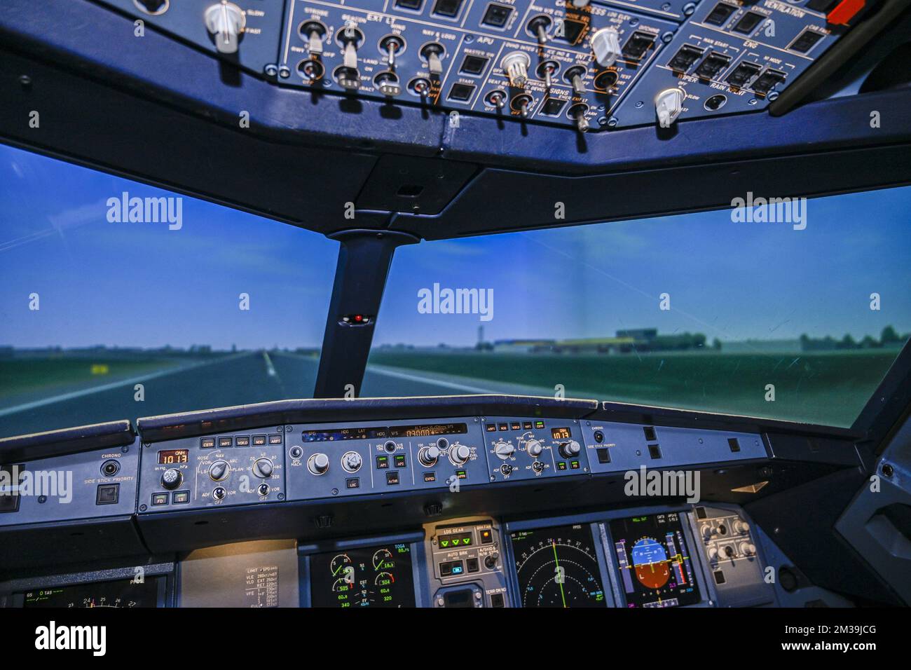 Illustration picture shows the flight simulators of CAE pilot training ...