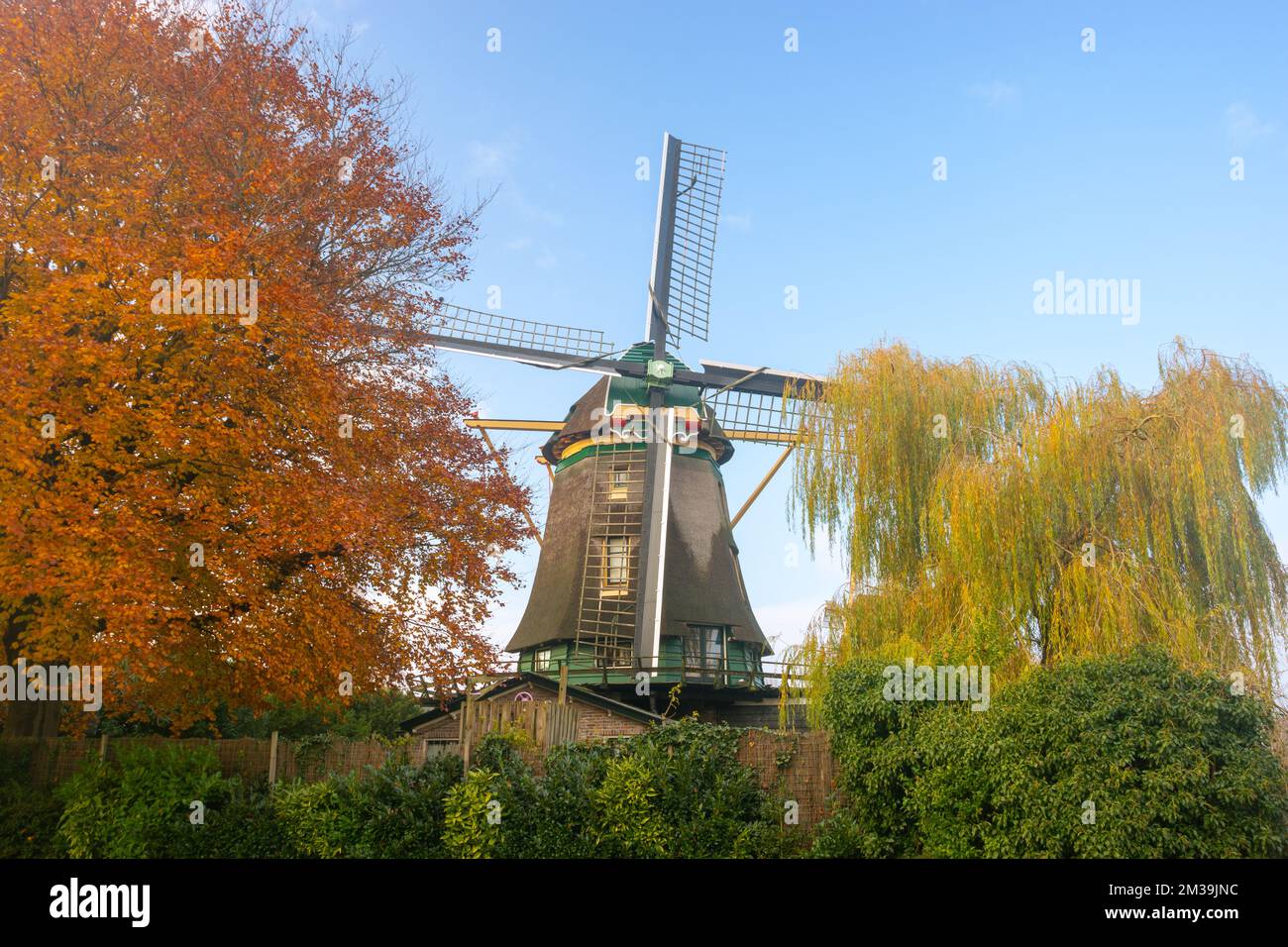 Windmill in Weesp, Netherlands. A traditional Dutch style windmill with