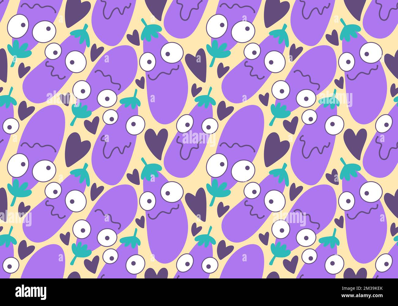 Eggplant Peaches Pattern Wallpaper Stock Illustration 1912259947