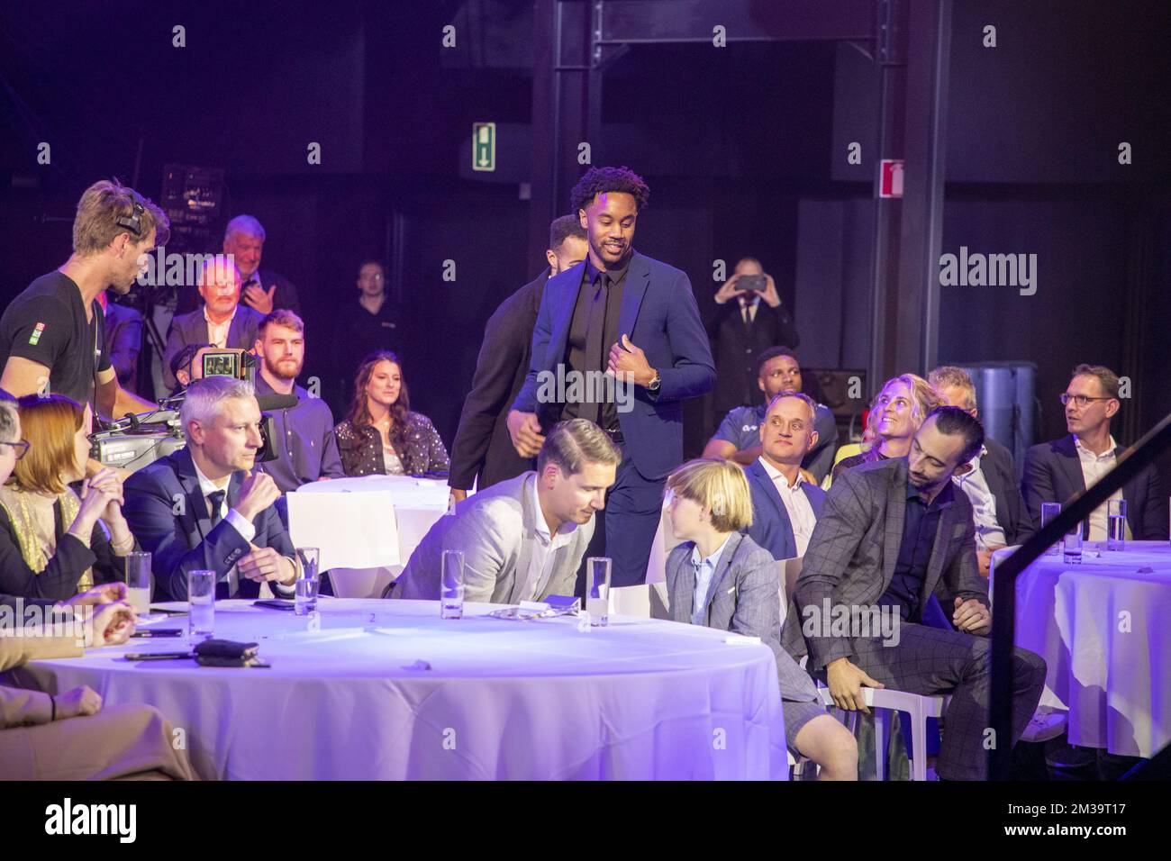 Oostende's Levi Randolph (C) pictured during the betFIRST BNXT Basketball Awards, Saturday 30 April 2022 in Lint. BELGA PHOTO NICOLAS MAETERLINCK Stock Photo
