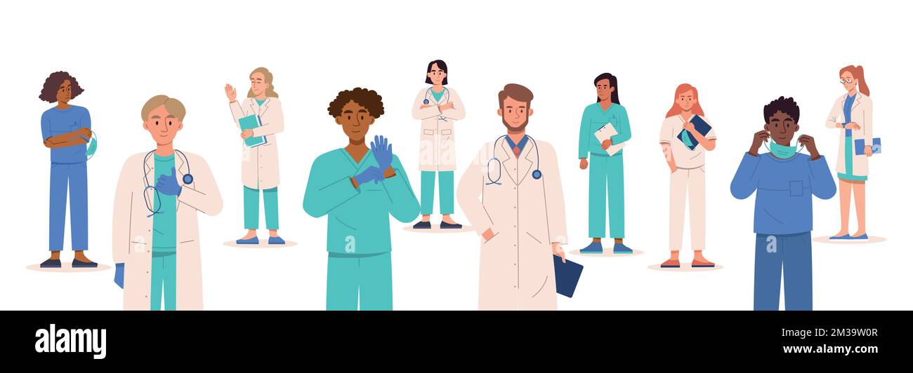 Many Doctor Vector Group character doctors isolated Stock Vector Images - Alamy