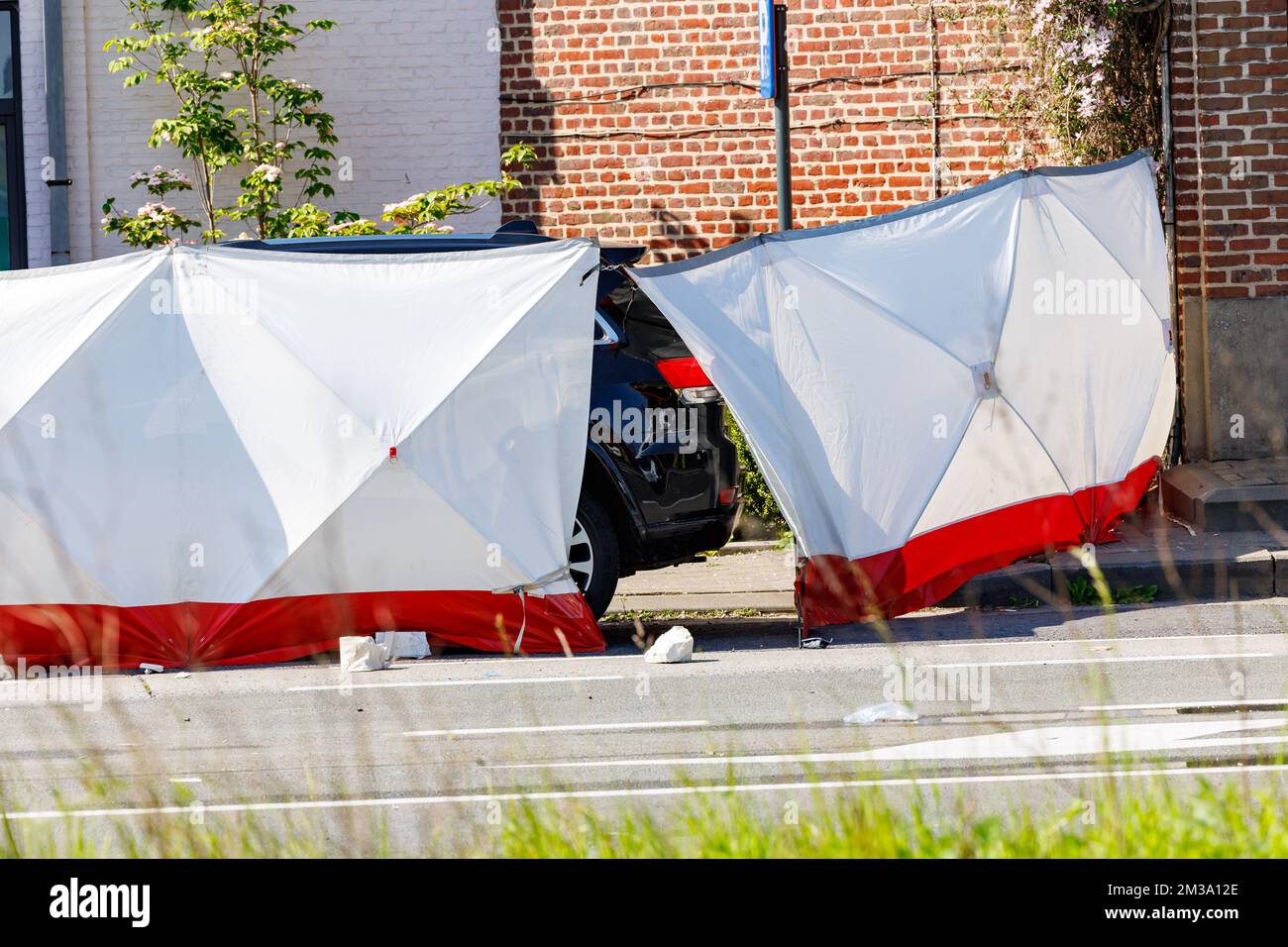 Illustration picture shows the site where a gas bottle explodes on