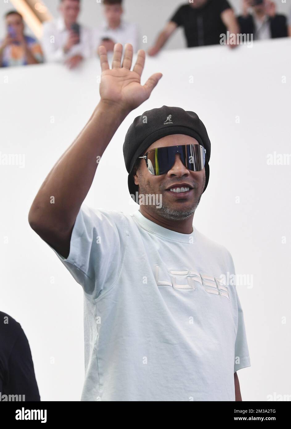 Former player Ronaldinho pictured during the presentation of wines and