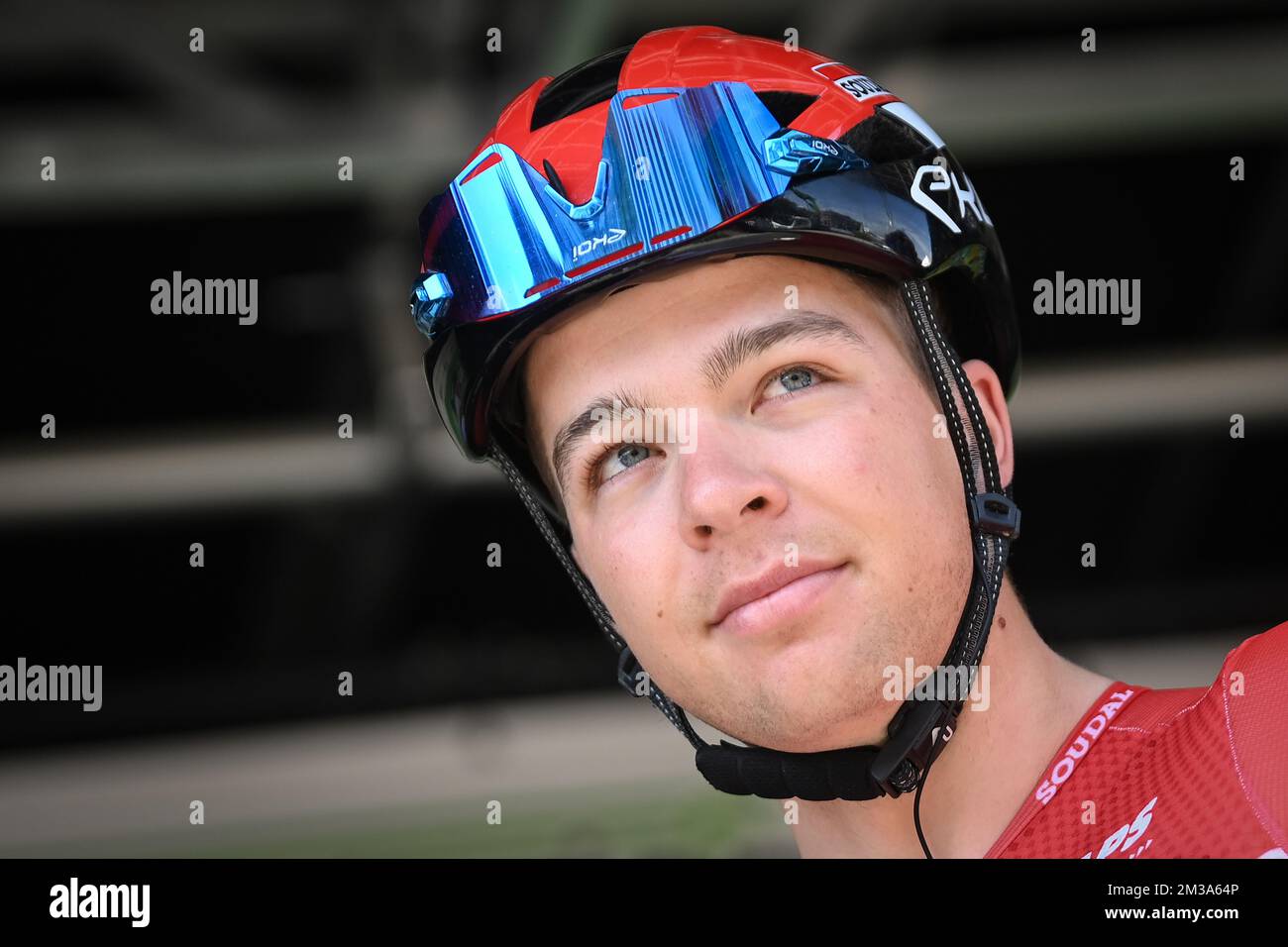 Belgian Florian Vermeersch of Lotto Soudal pictured at the start of the  'Antwerp Port Epic' cycling race, 181,3km in and around Antwerp, Sunday 22  May 2022. BELGA PHOTO DAVID STOCKMAN Stock Photo - Alamy