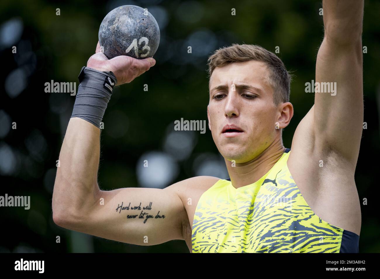 Suisse Simon Ehammer Pictured In Action During The Shot Put Event At 