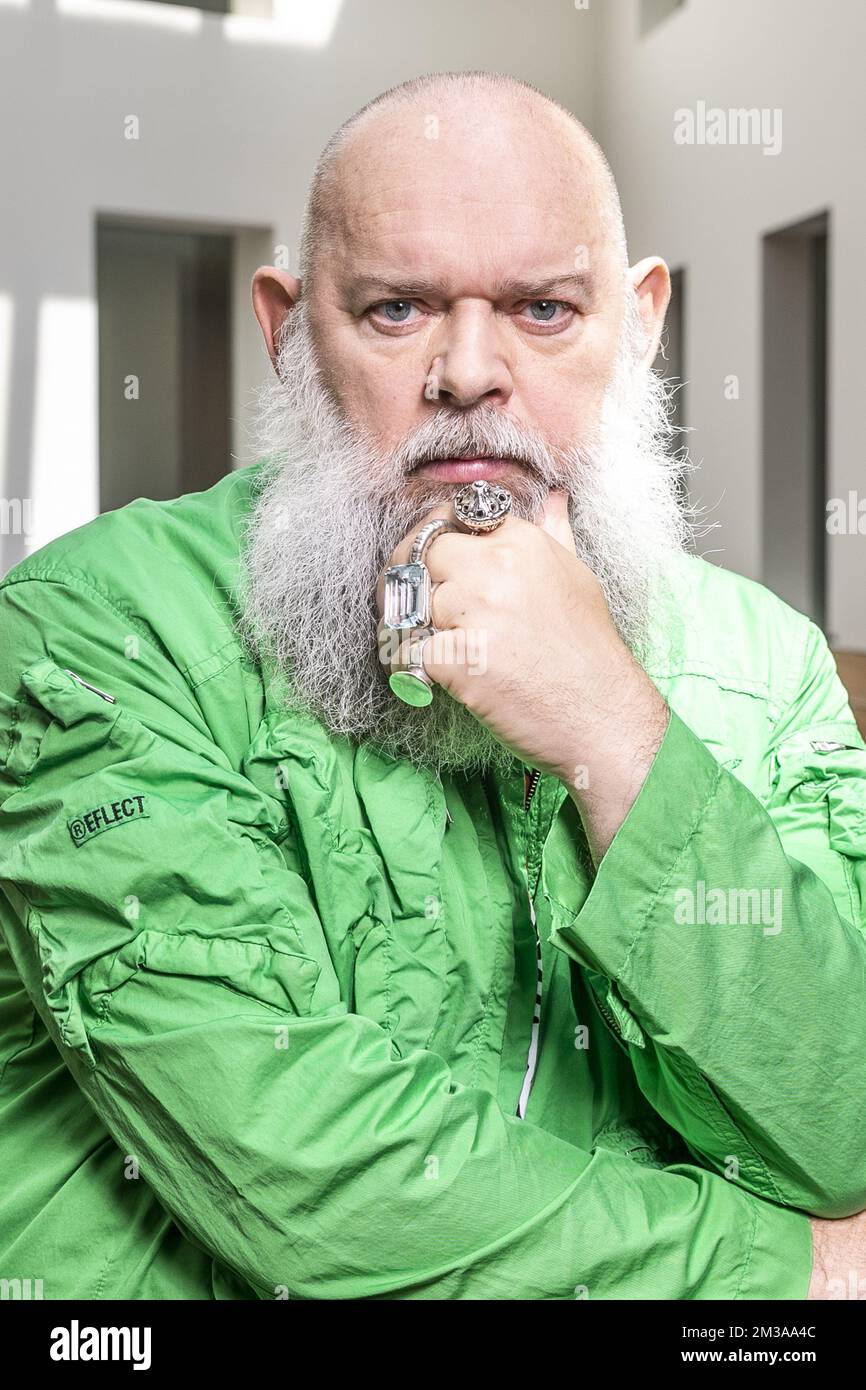 Walter Van Beirendonck, Belgian fashion designer and head of the fashion department of the Royal Academy of Fine Arts Antwerp, poses for the photographer in Antwerp on Friday 03 June 2022. BELGA PHOTO HATIM KAGHAT Stock Photo