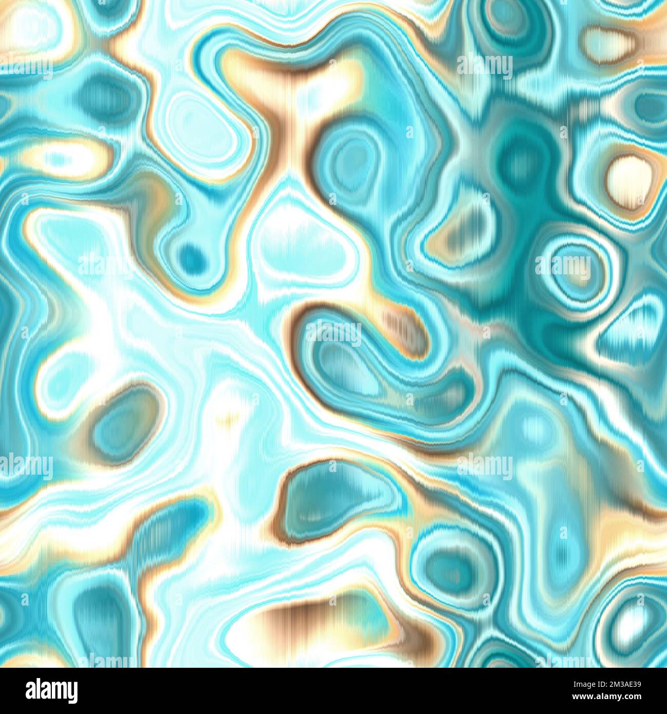 Washed teal wavy blur water reflection melange seamless pattern ...