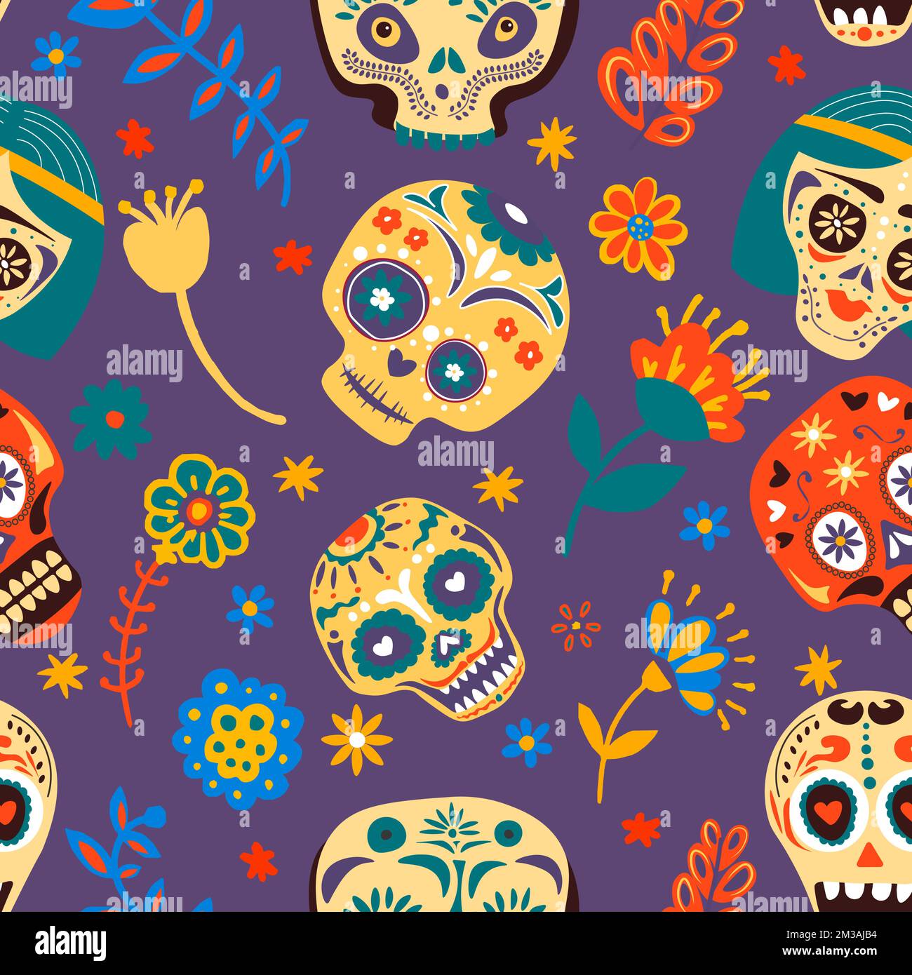 Day of the dead, traditional mexican holidays celebration. Skulls and ...