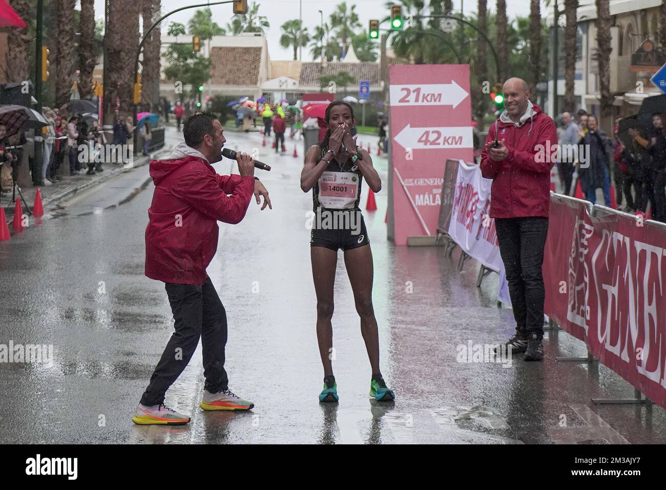 French athlete Woldu Mekdes seen celebrating the victory of Half