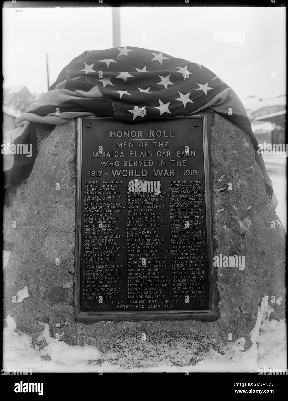 Honor Roll tablet, men of the Jamaica Plain car barn , Monuments