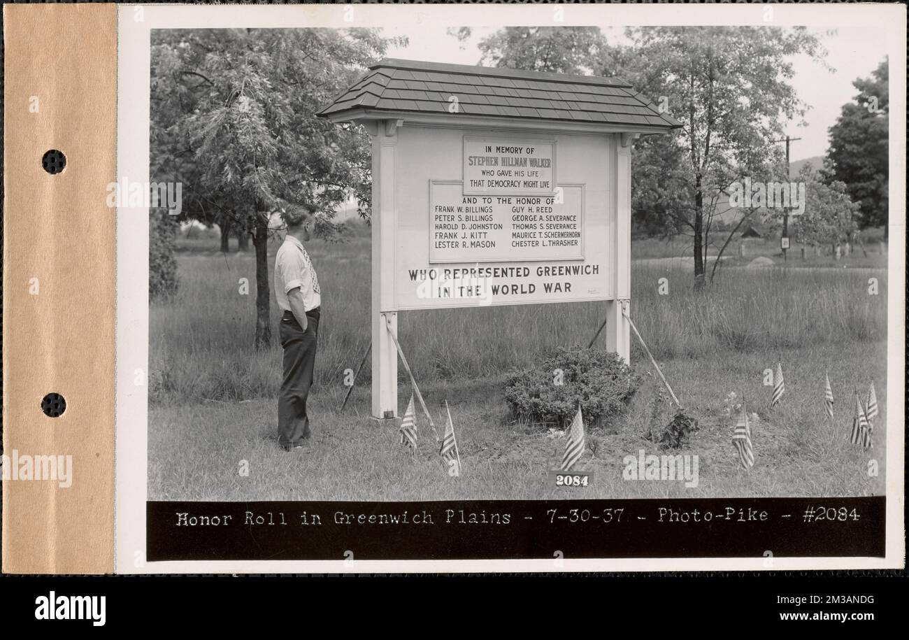Honor roll in Greenwich Plains, Greenwich, Mass., July 30, 1937