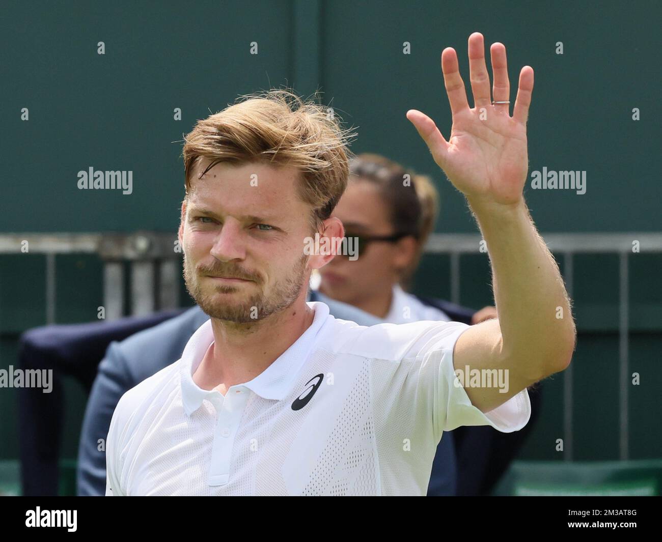 Belgian David Goffin celebrates after winning a tennis game against