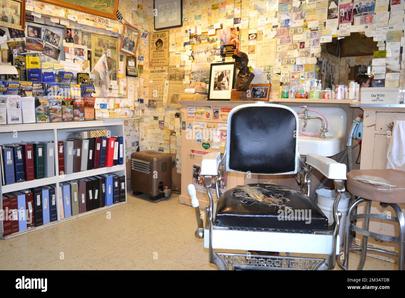 interior of the famous barber shop of angel Delgadillo in Seligman