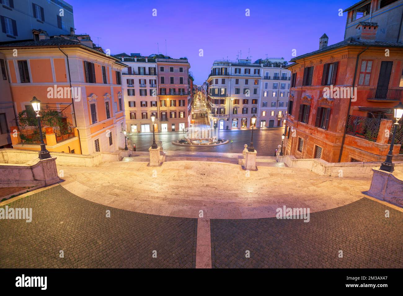 Rome, Italy looking down from the Spanish Steps in the early morning. Stock Photo