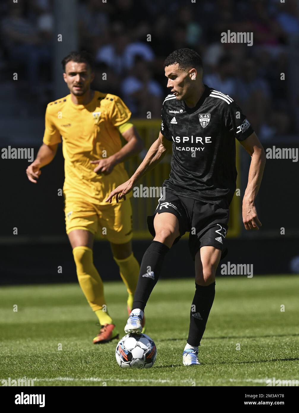 Eupen's new player Isaac Christie-Davies controls the ball during a friendly soccer match between KAS Eupen and Alemannia Aachen, Saturday 02 July 2022 in Eupen, to prepare the 2022-2023 'Jupiler Pro League' first division of the Belgian championship. BELGA PHOTO JOHN THYS Stock Photo