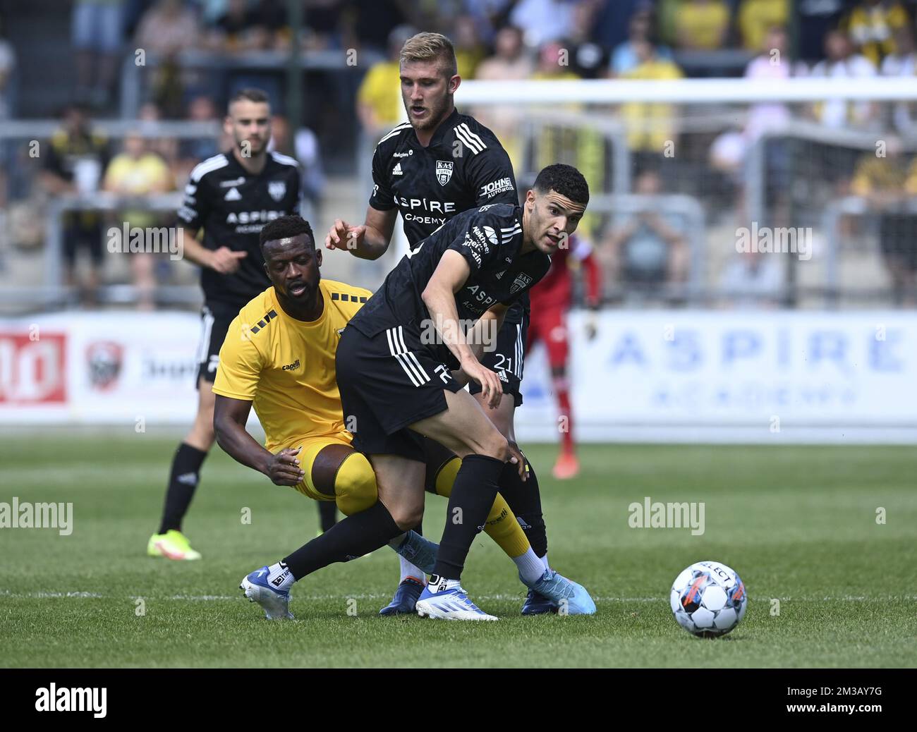 Eupen's new player Isaac Christie-Davies fights for the ball during a friendly soccer match between KAS Eupen and Alemannia Aachen, Saturday 02 July 2022 in Eupen, to prepare the 2022-2023 'Jupiler Pro League' first division of the Belgian championship. BELGA PHOTO JOHN THYS Stock Photo