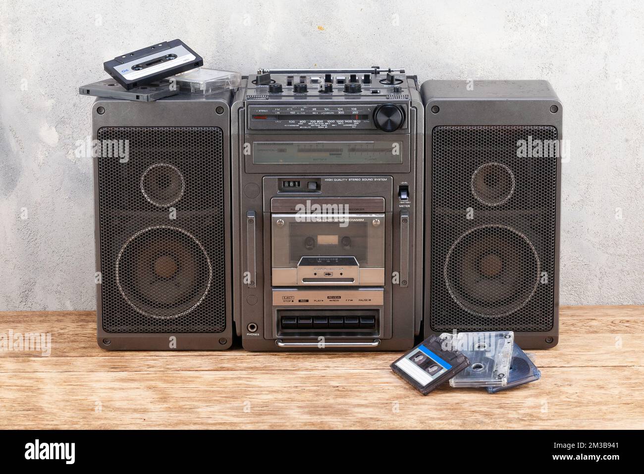 Vintage portable stereo boombox cassette recorder from 80s Stock Photo ...