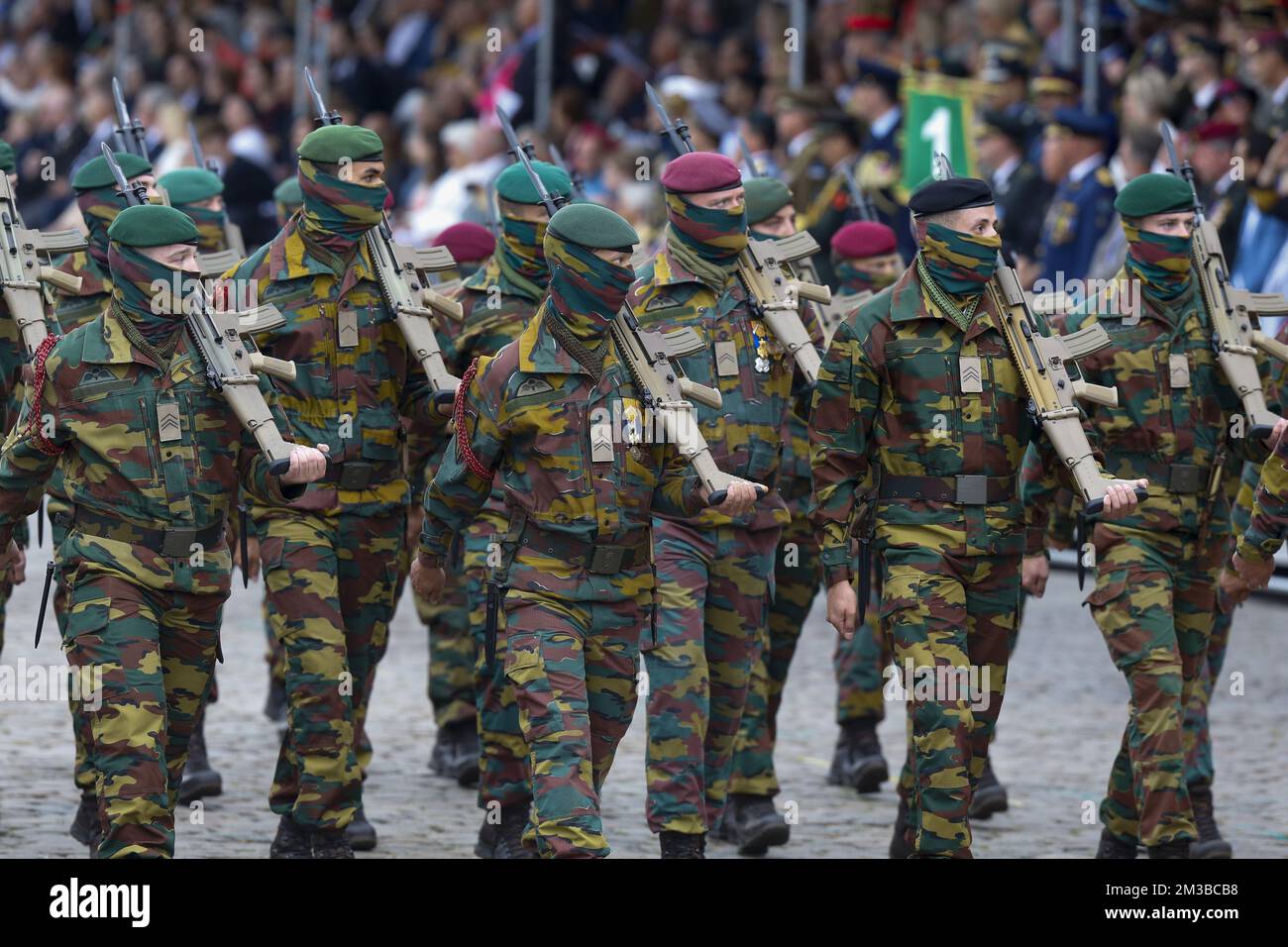 Illustration picture shows the military and civilian parade on the Belgian National Day, in Brussels, Thursday 21 July 2022. BELGA PHOTO NICOLAS MAETERLINCK Stock Photo