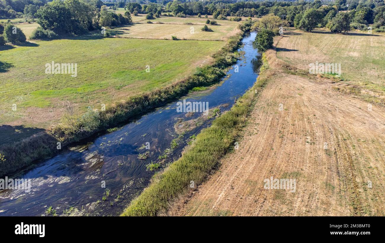 Illustration picture shows the Semois river in Luxembourg province, Belgium, on Friday 12 August 2022. Severe droughts are effecting Europe since the beginning of the year. Weather forecast services announced an 8 to 10 day long heat wave. BELGA PHOTO BRUNO FAHY Stock Photo