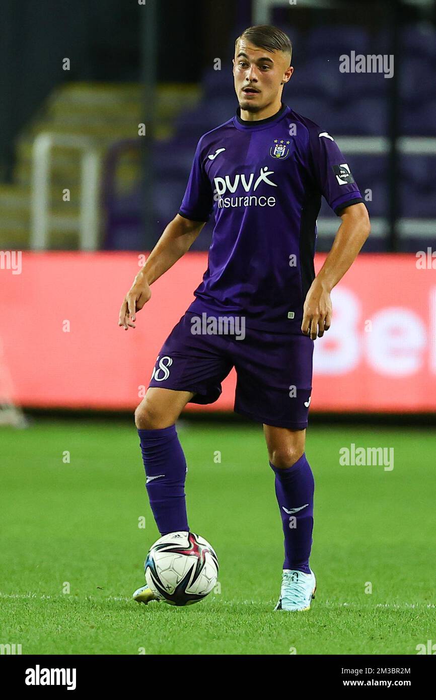 RSCA Futures' players pictured before a soccer match between RSC Anderlecht  Futures and KMSK Deinze, Sunday 14 August 2022 in Anderlecht, on day 1 of  the 2022-2023 'Challenger Pro League' second division