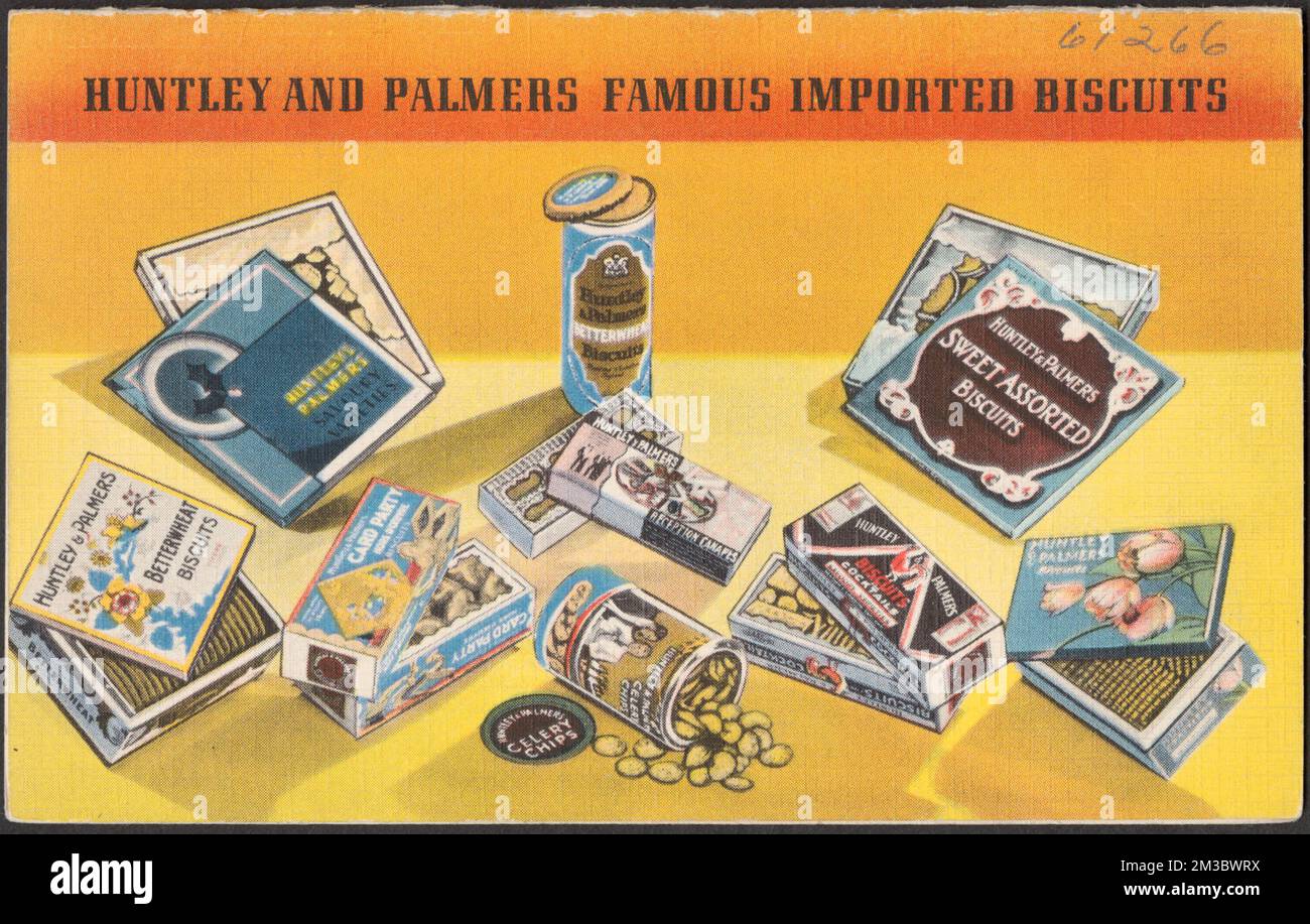 Huntley and Palmers famous imported biscuits , Baked products, Huntley & Palmer Foods, Tichnor Brothers Collection, postcards of the United States Stock Photo