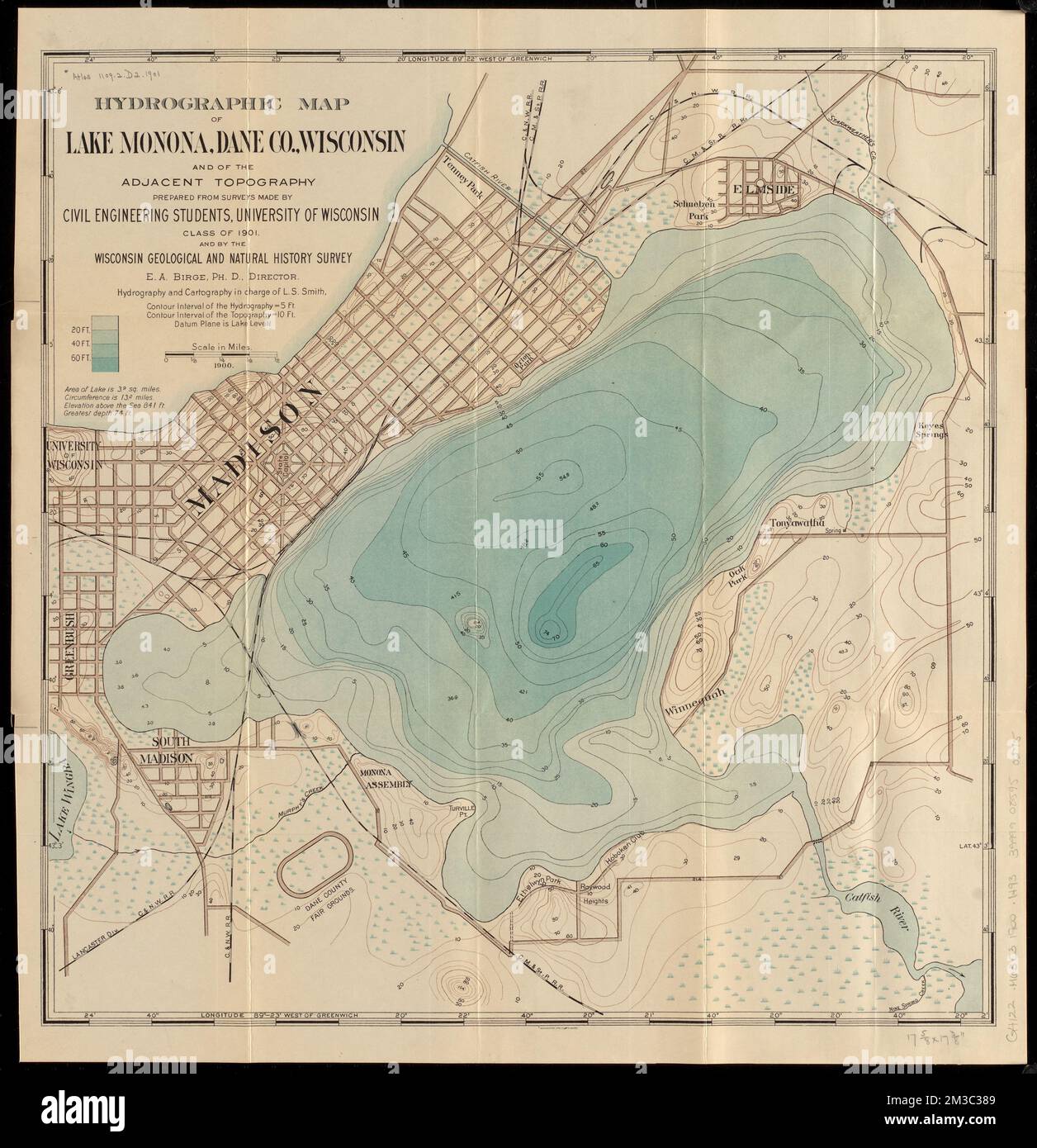 Hydrographic map of Lake Monona, Dane Co., Wisconsin and of the 