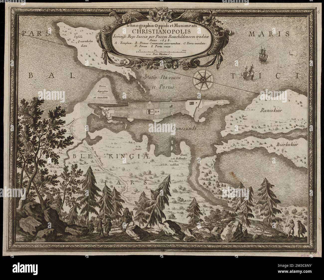 Ichnographia oppidi et munimenti Christianopolis Sereniss. Rege Sueciae per Pacem Rotschildensem traditae anno 1658 , Swedish-Polish War, 1655-1660, Maps, Early works to 1800, Kristianopel Sweden, Maps, Early works to 1800 Norman B. Leventhal Map Center Collection Stock Photo