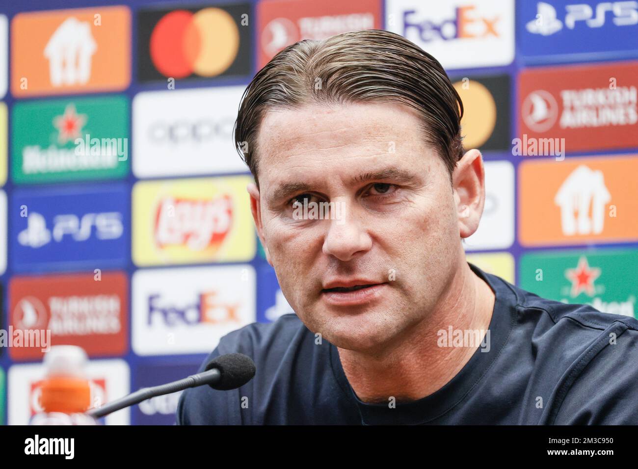 Leverkusen's head coach Gerardo Seoane pictured during a press