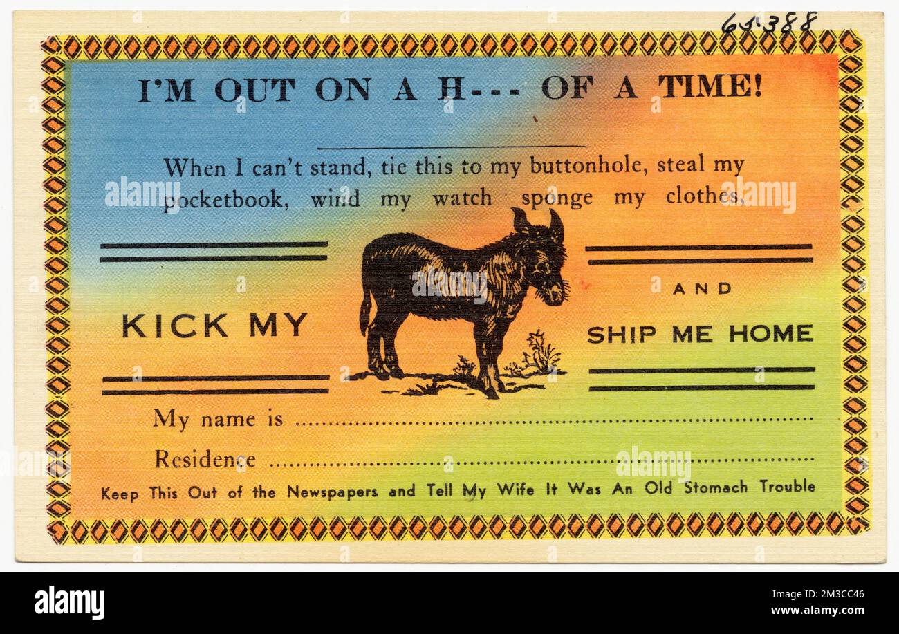 I'm out on a H--- of a good time , Tichnor Brothers Collection, postcards of the United States Stock Photo
