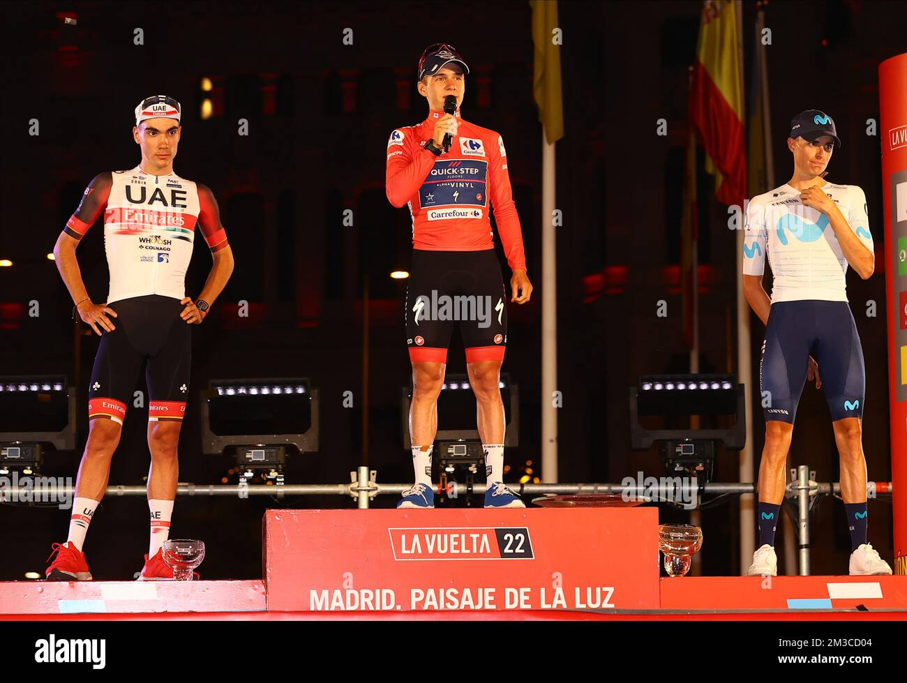 Spanish Juan Ayuso of UAE Team Emirates, Belgian Remco Evenepoel of