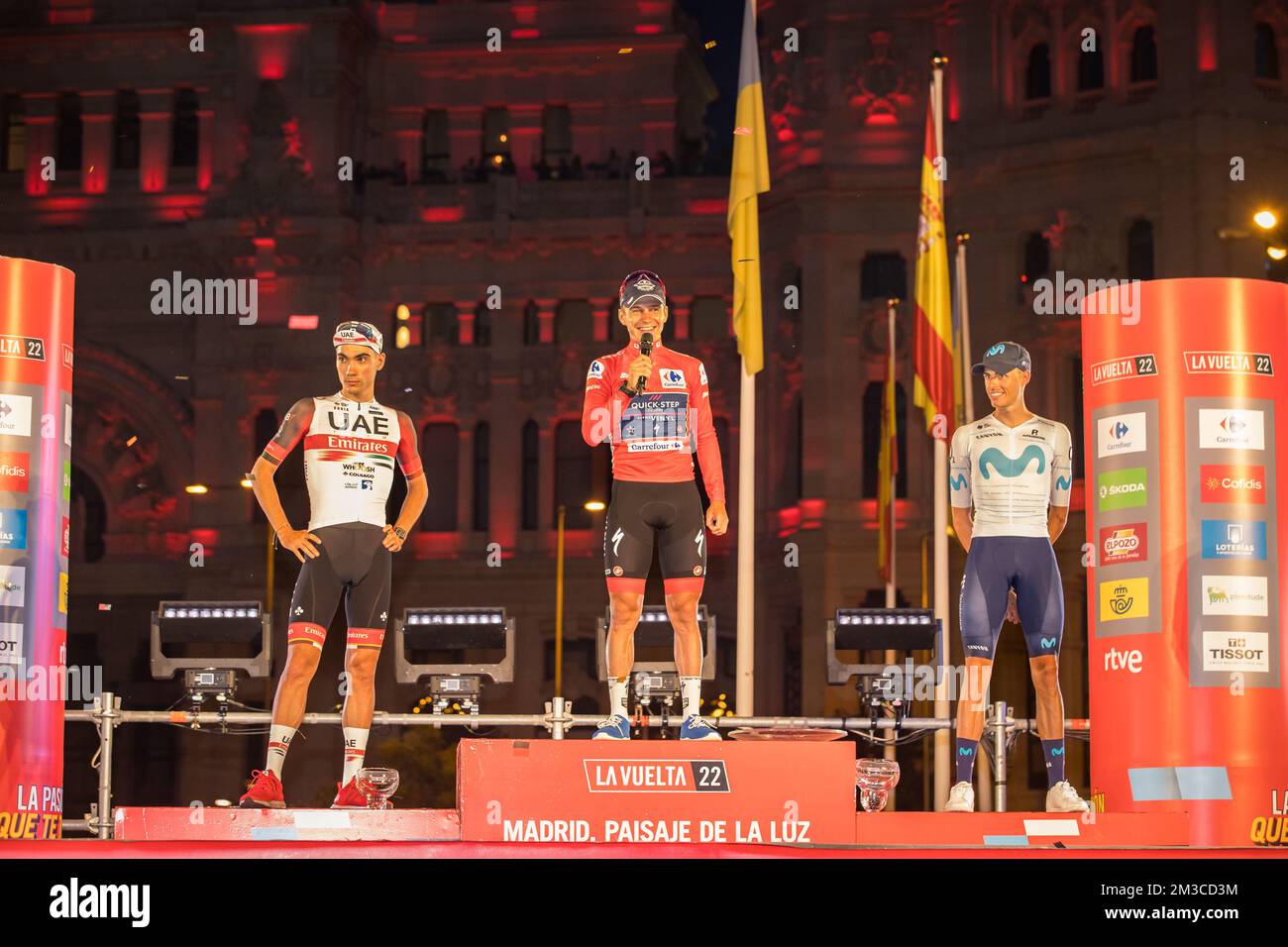 Spanish Juan Ayuso of UAE Team Emirates, Belgian Remco Evenepoel of