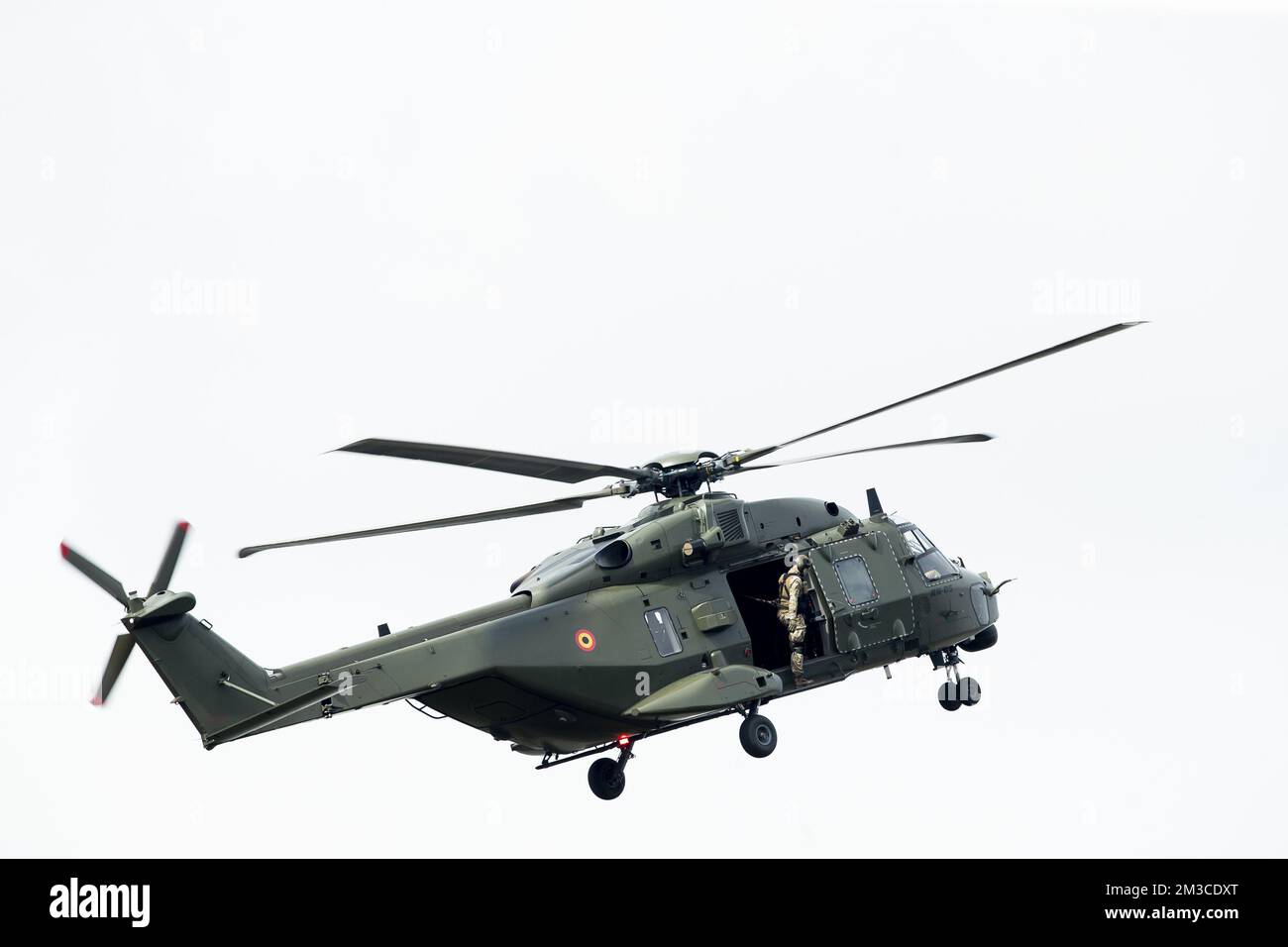 Illustration picture shows a helicopter during a press briefing on