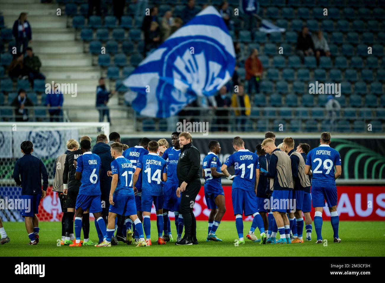 Gent's head coach Hein Vanhaezebrouck celebrates after winning a soccer match between Belgian KAA Gent and Irish Shamrock Rovers F.C., Thursday 15 September 2022 in Gent, on day two of the UEFA Europa Conference League group stage. BELGA PHOTO JASPER JACOBS Stock Photo