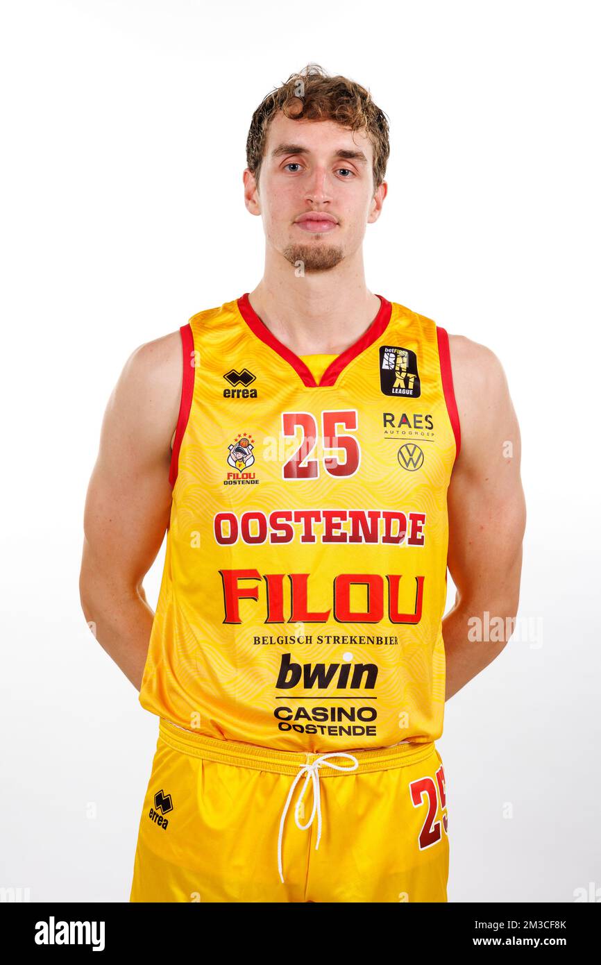 Oostende's Jelle Waleson poses at a photoshoot of Belgian Basketball team Filou Oostende, ahead