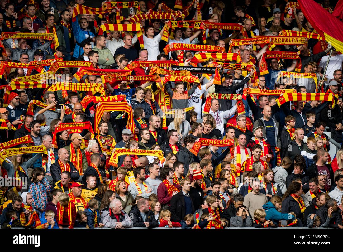 Mechelen's supporters pictured during a soccer match between KV Mechelen and OH Leuven, Saturday 17 September 2022 in Mechelen, on day 9 of the 2022-2023 'Jupiler Pro League' first division of the Belgian championship. BELGA PHOTO JASPER JACOBS Stock Photo